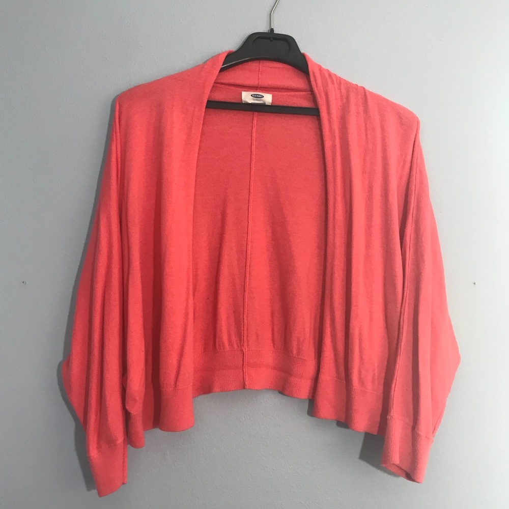 Coral pink cropped cardigan sweater large old navy